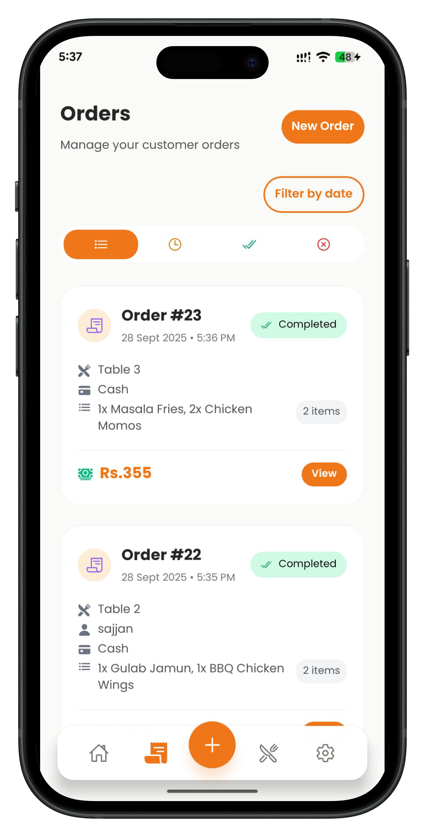 Order Management Screen